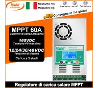 PowMr EU MPPT 60A regolatore di carica solare funziona per batteria al piombo al litio 12V 24V 36V 48V con Display LCD ingresso Max PV 160V