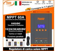 PowMr EU parallelo modello 60A MPPT regolatore di carica solare ricarica a 3 stadi per batteria 12V 24V 36V 48V 160VDC retroilluminazione pannello LCD
