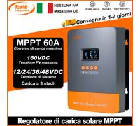 PowMr MPPT 60A regolatore di carica solare Plus versione DSP regolatore funziona per 12V 24V 36V 48V batteria al litio Max 160V pannello solare