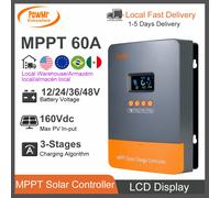 PowMr MPPT regolatore di carica solare 60A 12V/24V/36V/48V retroilluminazione automatica Display LCD regolatore del pannello solare e ingresso fotovoltaico massimo 160Vdc