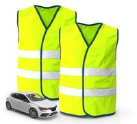 POWR CAR 2X gilet alta visibilità auto giallo ISO20471 - guasto 2026 & 2027 - incidente sicurezza neon riflettente camion accessori