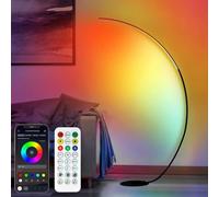 POWROL lampada da Terra Arco RGB Piantana LED Multicolore Luce Dimmerabile Timer da 1/2/4 Ore Memoria che Oscilla con la Musica con app Lampada da Terra Salotto Sala Giochi Discoteca