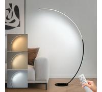 POWROL Piantana 165cm Lampada da Terra ad Arco LED 3 Colori Dimmerabile 25W Lampada da Lettura Alta Luminosità Memoria Smart Lampada da Terra Salotto Tempo con Interruttore a Pedale