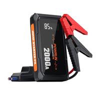 Powrun PX Avviatore Batteria Auto, 2000A Avviatore di Emergenza (Motori Fino a 6.0L Gas o 5.0L Diesel), 12V Booster Con Torcia a LED e Ingresso di Tipo C, Custodia da Trasporto