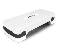 POWRX Step da aerobica (68 x 28,5 cm) - Stepper fitness ideale per »esercizi in casa« - Altezza regolabile e superficie antiscivolo + PDF workout (Bianco)