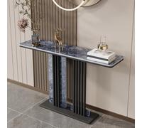POWRZZZY Consolle Moderna per l'ingresso,Consolle con Piano in Pietra Sinterizzata,Tavolino da Divano con Struttura in Ferro Battuto,per Soggiorno Ingresso Corridoio(Blue-Black,80x30x80cm)