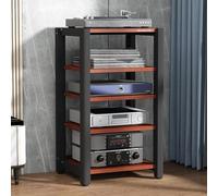 POWRZZZY Scaffale AV per Rack HiFi Mobile Stereo Hi Fi Rack Supporto HiFi Av Media Stand a 3 Livelli per Soggiorno Sala Teatro Ripiano Rack Amplificatore Centro Intratte(Teak,60x50x100cm)