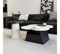 POWRZZZY Tavolino da Caffè Forma del Fiore Soggiorno Set di 2 Tavolini da Caffè Salvaspazio con Spazio Riporre Gli Oggetti Facile da Montare per Soggiorno Camera Da Letto(Black,70x40cm+46x51cm)