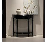 POWRZZZY Tavolino Da Ingresso A Mezzaluna,consolle Vintage In Legno Massello,con Angoli Curvi E Gambe Spesse,mensola Portaoggetti Per Ingresso,per Corridoio E Soggiorno(Black,60x30x80cm)