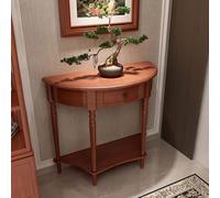 POWRZZZY Tavolino Da Ingresso A Mezzaluna,consolle Vintage In Legno Massello,con Angoli Curvi E Gambe Spesse,mensola Portaoggetti Per Ingresso,per Corridoio E Soggiorno(Cherry,60x30x80cm)
