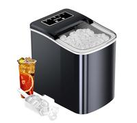 POWSAF Macchina Ghiaccio, per il Ghiaccio Autopulente, 12kg/24h, 9 Cubetti in 8 min, Ghiaccio Casa con Paletta e Cestello, per Casa/Ufficio/Campeggio, Nero