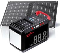 POWSTREAM - Generatore solare da 88,8 Wh, centrale elettrica portatile con pannello solare incluso, batteria agli ioni di litio con presa USB CA per campeggio all'aperto, avventura, casa,