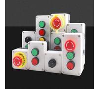 POWTAXBJGD Start and Stop, interruttore momentaneo con pulsante di ripristino, blocco di emergenza, scatola di controllo industriale (Momentary-03)