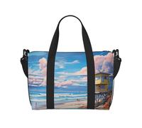 Powzjzw Beach Architecture Travel Duffle Bag Weekender Carry On Tote Bags per donne Borse da ospedale per lavoro e consegna Borsa per bagagli durante la notte, Nero , Taglia unica