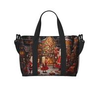 Powzjzw - Borsone da viaggio con scritta "Merry Christmas", borsa da viaggio, borsa da viaggio da donna, borsa da ospedale per lavoro e consegna durante la notte, Nero , Taglia unica