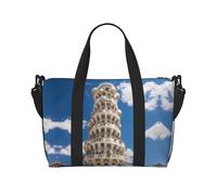 Powzjzw - Borsone da viaggio con Torre di Pisa pendente, borsa da viaggio per weekender, borse da ospedale per donne borse da ospedale per lavoro e consegna borsa per bagagli durante la notte, Nero ,