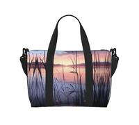 Powzjzw - Borsone da viaggio con vista sul lago e tramonto, borsa da viaggio per weekender, borse da ospedale per donne borse da ospedale per lavoro e consegna borsa per bagagli durante la notte, Nero