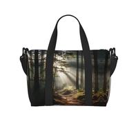 Powzjzw Light in The Forest Borsone da viaggio Weekender Carry On Tote Bags per donne Borse da ospedale per lavoro e consegna Borsa per bagagli durante la notte, Nero , Taglia unica