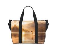 Powzjzw Swan in The Lake Borsone da viaggio Weekender Carry On Tote Bags per donne Borse da ospedale per lavoro e consegna Borsa per bagagli durante la notte, Nero , Taglia unica