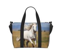 Powzjzw The White Stallion Borsone da viaggio Weekender Carry On Tote Bags per donne Borse da ospedale per lavoro e consegna Borsa per bagagli durante la notte, Nero , Taglia unica