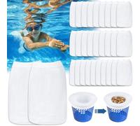POWZOO 30 Pezzi Calzini da Skimmer per Piscina, Calzini Skimmer Piscina Nylon Riutilizzabile, Elastico Calze da Filtro per Piscina per Intrappolare Polline, Foglie, Erba, Capelli, Insetti