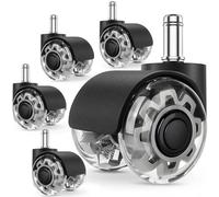 POWZOO 5 Pezzi Ruote sedia ufficio 11X 22MM,Ruote da scrivania,Sedie da Gioco,Rotelle per sedie Design a Doppia Ruota,Rotelle di Ricambio Silenziosa e Senza Graffi,per Piastrelle,parquet,moquette.