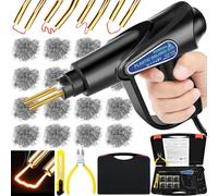 POWZOO 80W Saldatrice per Plastica,Kit di Riparazione Paraurti Auto con 800 Pezzi 6 Tipi Caldo Cucitrice,Saldatore Pistola Riparazione Macchina,Plastica Saldatrice Graffette Saldatura.
