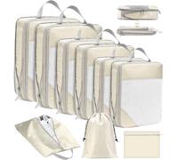 POWZOO 9 Pezzi Organizer Valigia Set,Packing Cubes Organizer Viaggio Salvaspazio