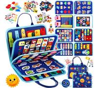 POWZOO Busy Board per Bambini,9 in 1 Montessori Tavola Sensoriali, Attivitài Tabellone Toy,Educativi Giochi,l'apprendimento delle Abilità di Vita,per Bambino di 1 2 3 4 5 Anni Compleanno Regali.