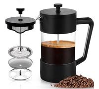 POWZOO Caffettiera francese,French Press 1000 ml,Caffettiera Realizzata con Filtro in Acciaio Inossidabile e Vetro Borosilicato,Macchina per Espresso e tè,Adatta per la Casa o in Viaggio(Nero)