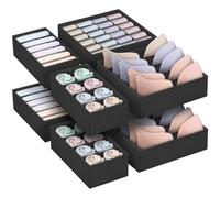 POWZOO Set di 8 Divisori per Cassetti,Organizer per Biancheria Intima,Armadio Divisori Pieghevole Storage Box Cassetto Organizzator,Organizer per Reggiseni,Mutande,Calze,Fazzoletti e Cravatte.(Nero)