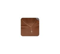 Poxtex Collana con croce infinita da donna, delicata collana con ciondolo a croce, non si ossida e impermeabile, girocollo semplice gioiello minimalista, regalo con croce religiosa, Placcato oro,