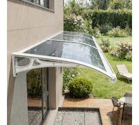 Poxvythb 100x90cm Pensilina per Porta d'Ingresso, Tettoia per Esterno in Policarbonato e Alluminio, con Struttura ABS, Tettoia ad Arco, Protezione Esterna dalla Pioggia e dal Sole