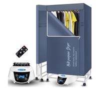 Poxvythb Asciugatrice portatile con telecomando, stendibiancheria elettrico pieghevole, per viaggi e camper, a risparmio energetico,2 livelli,blue