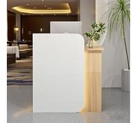 Poxvythb Bancone Della Reception Semplice e Moderno, Bancone cassa per negozio, Mobili da Ufficio Reception, Adatto per Supermercati, Minimarket, Uffici(Bianco + colore legno)