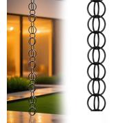 Poxvythb Catena da Pioggia Antica per Giardino, a Anelli Circolari per Raccolta Acqua e Sostituzione Grondaie con Fontana DecorativaNero(3m)