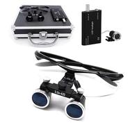 Poxvythb Lenti d'ingrandimento dentali con luce, lenti d'ingrandimento dentali 3,5X 420 mm Distanza di lavoro in vetro ottico, lampada a LED, custodia in alluminio inclusa