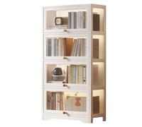 Poxvythb Scaffale per libreria in acrilico, vetrinette per modellismo, Vetrina espositiva per collezionismo, vetrina collezione, libreria da parete per libri(40x33x140cm/4strato/Bianco)