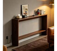 Poxvythb Tavolino Da Divano Stretto, Consolle per Divano Dietro, Ripiano Portaoggetti In Legno Massello, Tavolino Sottile A 2 Livelli - ideale per ingresso, soggiorno e anteriore.100x10x69cm