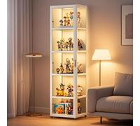 Poxvythb Vetrina soggiorno vetrina collezione vetrina cornice in bambù naturale Doppie porte in Acrilico Trasparente adatta per uso domestico e ufficio Senza luce (42x33x161cm/Bianco)