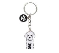 POYAMUSE Portachiavi smaltato a forma di cane - Un commovente commemorativo e adorabile accessorio portachiavi per gli amanti dei cani, Barboncino bianco, Medium