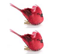 POYHKFD 2 mini clip cardinali a forma di uccellini di Natale, clip cardinali rosse artificiali per decorazione dell'albero di Natale, uccelli rossi in schiuma simulata, per fai da te, decorazioni