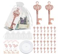 POYHKFD 30 Pezzi Set Apribottiglie Chiave Corona in Oro Rosa, Apribottiglie Chiave Corona Bomboniera Regalo Souvenir, Stagione delle Nozze Apribottiglie Chiave Corona Rosa per Regalo Ricordo Festa(#1)