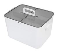 POYHKFD Scatola per Medicinali Rettangolare in Plastica, Scatola Portaoggetti Multiuso a Doppio Strato, Scatola Portadocumenti per Cassettiera per Medicinali con Scomparto in Plastica Bianca per Uffic