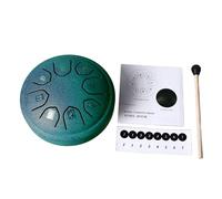 POYHKFD Tamburo con Lingua in Acciaio 4,5 Pollici 8 Toni, Strumento a Percussione con Tamburo Hanpan in Acciaio con Adesivi per Tamburi, Mini Tamburo con Lingua in Acciaio per Appassionati di(Verde)