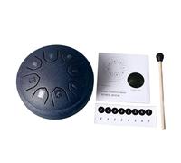 POYHKFD Tamburo con Lingua in Acciaio 4,5 Pollici 8 Toni, Strumento a Percussione con Tamburo Hanpan in Acciaio con Adesivi per Tamburi, Mini Tamburo con Lingua in Acciaio per Appassionati(Blu navy)
