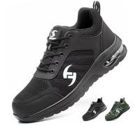 POYLONU Scarpe Antinfortunistiche Uomo Donna Scarpe da Lavoro Leggere Traspirante Scarpe di Sicurezza con Puntale in Acciaio e Suola Antiperforazione Nero 37