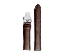 POYNMRE 18mm 20mm 22mm Cowhide Watchband Compatibile con Casio Ocean Heart EFB-670/530 EFV-600 EFS-S500 Braccialette di orologi in pelle Bracciale Nero(P brown-silver B,21mm)