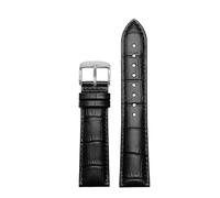 POYNMRE 18mm 20mm 22mm Cowhide Watchband Compatibile con Casio Ocean Heart EFB-670/530 EFV-600 EFS-S500 Braccialette di orologi in pelle Bracciale Nero(S black-silver A,20mm)