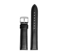 POYNMRE 18mm 20mm 22mm Cowhide Watchband Compatibile con Casio Ocean Heart EFB-670/530 EFV-600 EFS-S500 Braccialette di orologi in pelle Bracciale Nero(P black-silver A,18mm)